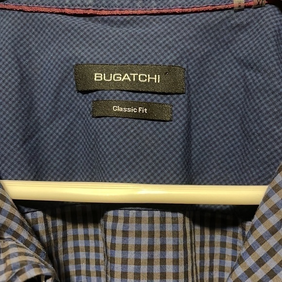 BUGATCHI Classic Fit Button Up Size XLBlue Gray Plaid Long Sleeve - Picture 3 of 6